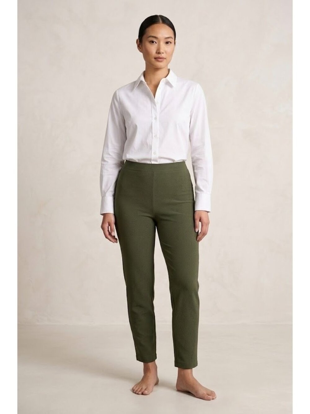 NWT Eileen Fisher Slim Ankle in Seaweed Washable Stretch Crepe Pull-on Pants XL
